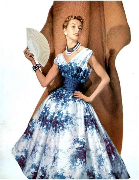 1954 Marie Thérèse In Silk Floral Print Dress By Pierre Balmain