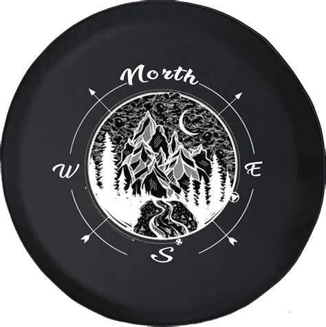 Compass Geometric Mountain Scene Night Sky Travel Spare Tire Cover Fits