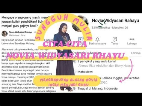 Alasan Novia Widyasari Rahayu Bercita Cita Menjadi Guru Youtube