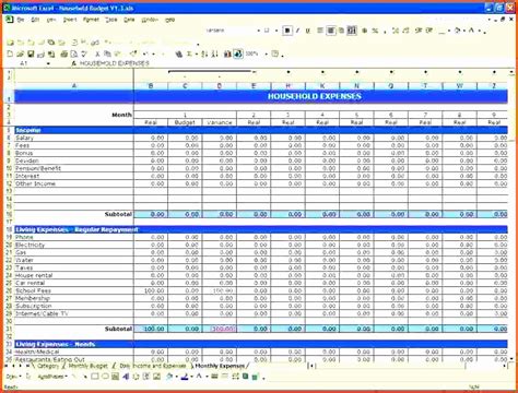6 Excel Household Budget Template Excel Templates