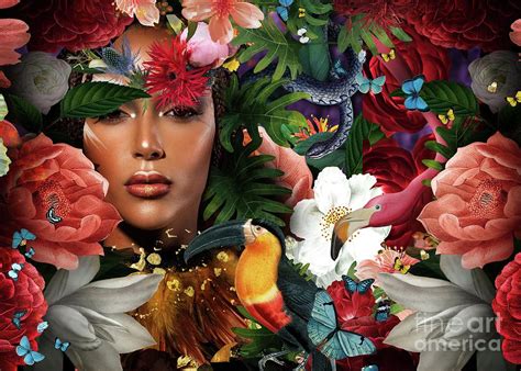 Woman Surrounded By Flowers Variant Two Digital Art By Mgl Meiklejohn Graphics Licensing