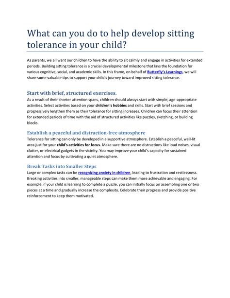 Ppt What Can You Do To Help Develop Sitting Tolerance In Your Child