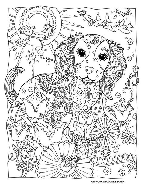 The dog is resting after a hard day. Dogs Coloring Pages Difficult Adult - Coloring Home
