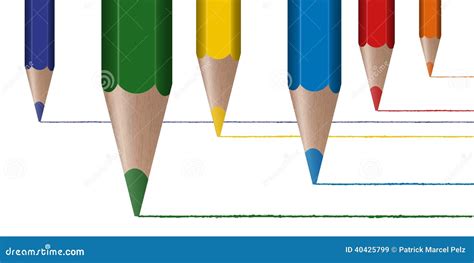 Six Colored Pencils Draw Lines Stock Vector Illustration Of Pencil