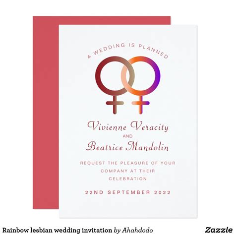 Rainbow Lesbian Wedding Invitation In 2021 Lesbian