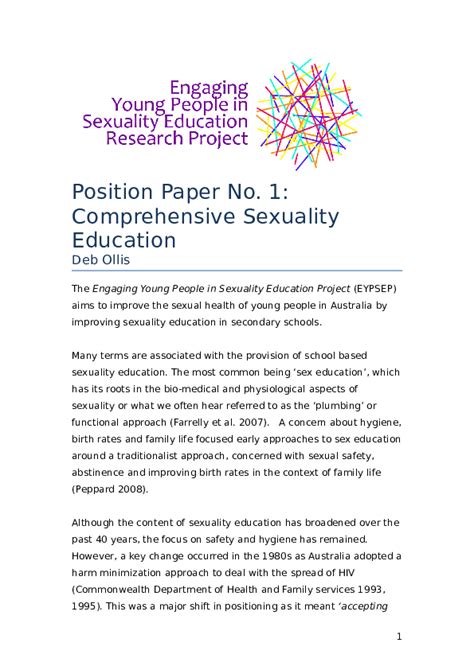 Doc Position Paper No 1 Comprehensive Sexuality Education Rapp Caling