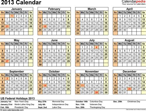 2013 Calendar Pdf 11 Free Printable Calendar Templates For Pdf