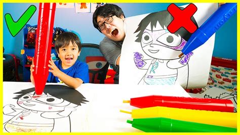 Ryan's toysreview coloring pages and ryan's world video! Giant 3 Marker Challenge! - YouTube