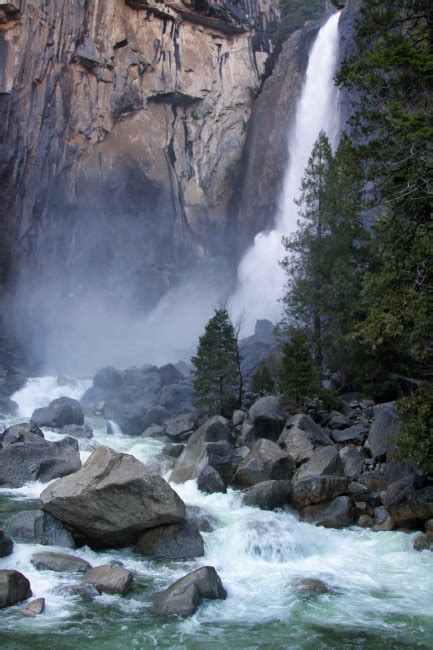 Lower Yosemite Falls From The Overlook Bridge