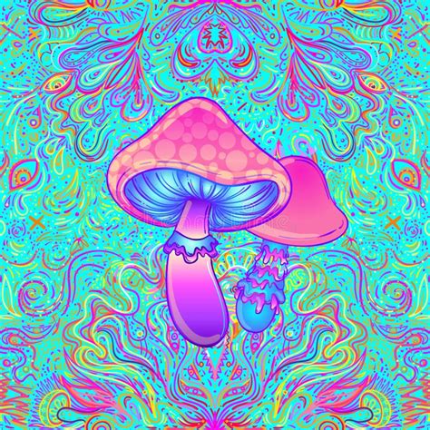 Magic Mushrooms Seamless Pattern Psychedelic Hallucination Vibrant