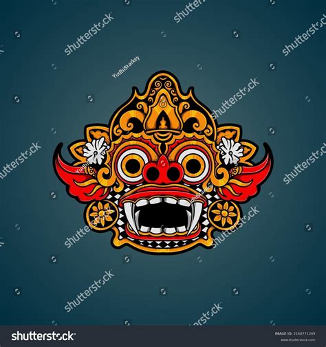 Hand Drawn Balinese Barong Mask Vector Stock Vector Royalty Free