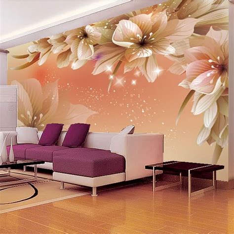 Buy Custom 3d Photo Wallpaper Modern Flower Wall Mural Wall Paper Living Room