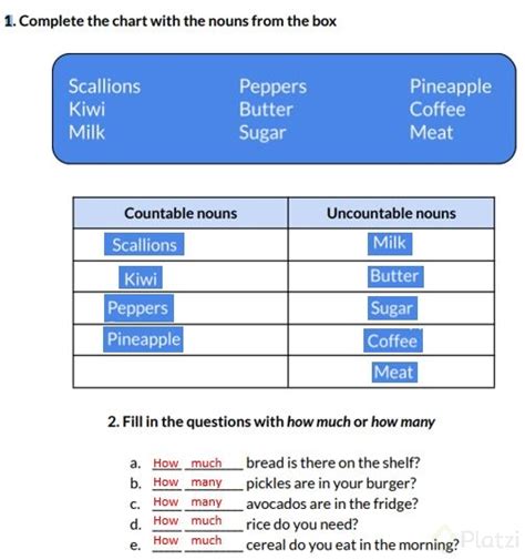 Using “many” And “much” With Countable And Uncountable Nouns Platzi
