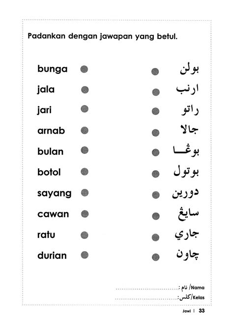 Latihan Menyambung Huruf Jawi Prasekolah Daftar Imagesee