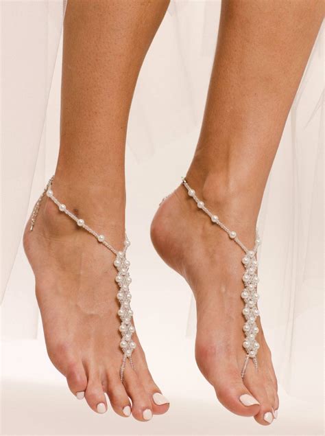 pearl barefoot sandals bridal jewelry wedding foot jewelry etsy