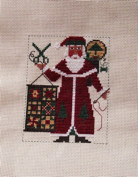 Prairie Schooler Completed Cross Stitch Quilting Santa | Etsy | Cross stitch, Completed cross ...