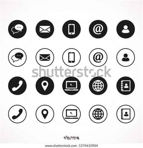Contact Us Icons Web Icon Set Stock Vector Royalty Free 1374610904