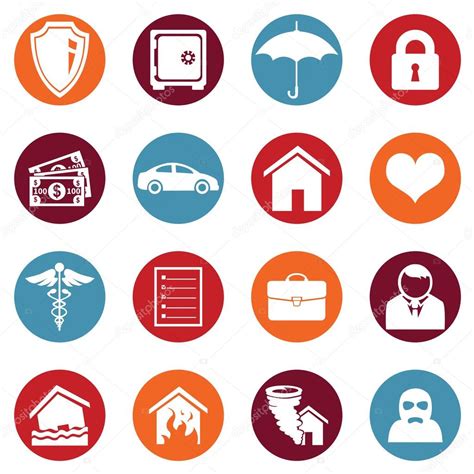 Set Of Insurance Icons Stock Vector By ©nikiteev 65057709