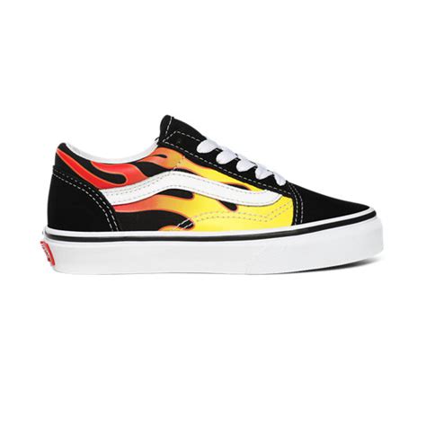 Kids Flame Old Skool Shoes 4 8 Years Black Vans