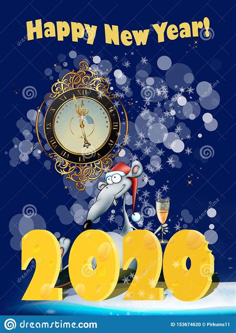 Combines security features with images and symbols that represent. Greeting Card For 2020. Year Of The Rat. Happy New Year 2020! New Year Card Design Stock Photo ...
