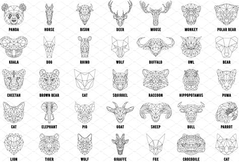 An Animals Head Is Shown In The Form Of Geometric Shapes Including