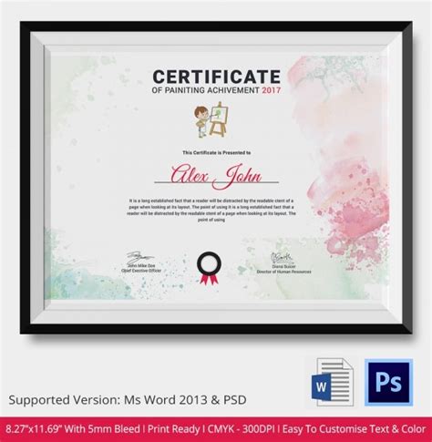 Painting Certificate 5 Word Psd Format Download Free And Premium