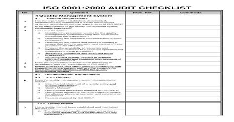 Iso 90012000 Audit Checklist Elsmar Cove · Pdf Fileiso 90012000