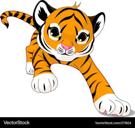 Cute Baby Tiger Cartoon Vector Image On Vectorstock In Cartoons My
