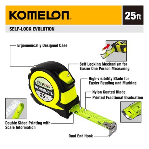 Komelon Self Lock 25 Ft Auto Lock Tape Measure In The Tape Measures