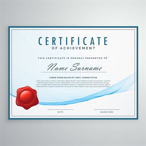 Blue Certificate Design In Elegant Wave Shape Download Free Vector