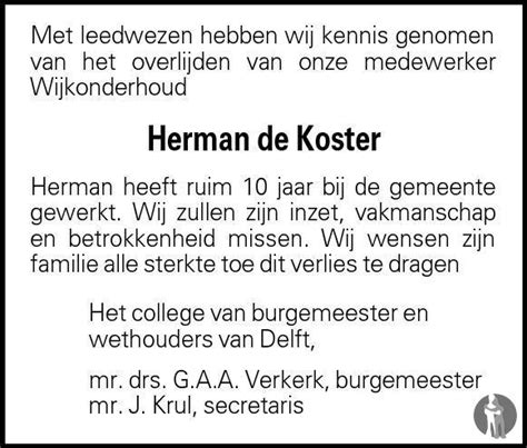 Herman De Koster 27 09 2011 Overlijdensbericht En Condoleances