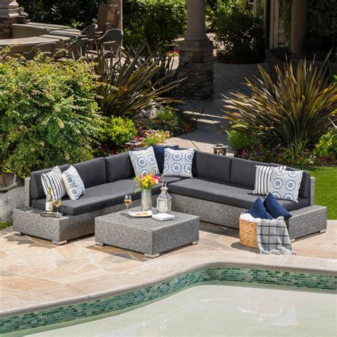 Leisure Made Blakely Black 5 Piece Aluminum Outdoor Sectional Set With