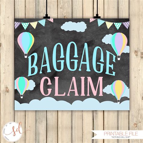 Hot Air Balloon Party Signs Baggage Claim Sign Chalkboard Party Favor