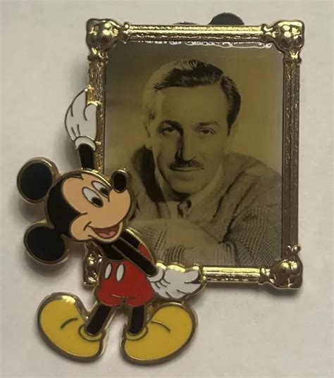 Disney Mickey Mouse Holding Walt Disney Gold Frame 3d Pin 1099