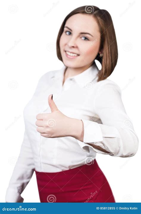 Young Woman With Thumbs Up Gesture Stock Image Image Of Formal Adult