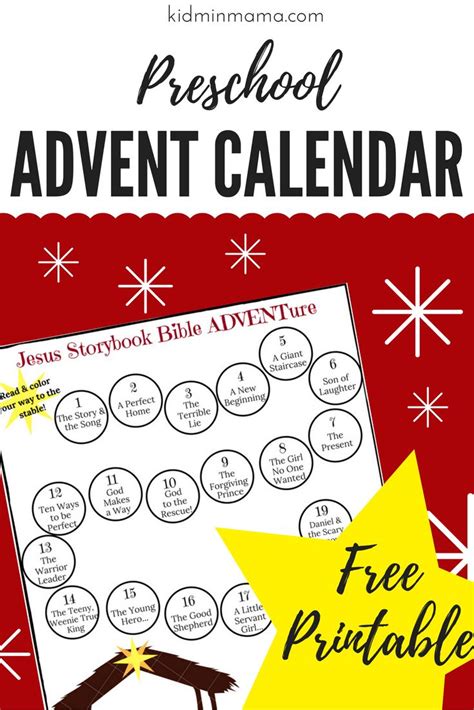 Printable Preschool Advent Calendar Using The Jesus Storybook Bible