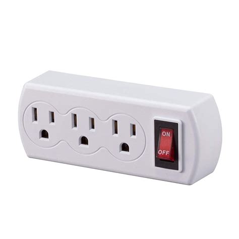 Uninex White Grounded Triple Plug Outlet Onoff Power Switch Energy