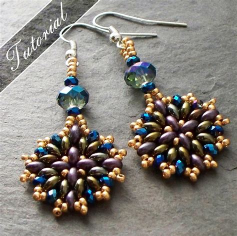 Beading patterns free beading tutorials bead patterns beaded banners graph paper brick stitch bead weaving wire jewelry beadwork. Beading Tutorial Twin Bead Earrings pattern SuperDuos Step
