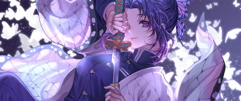 2560x1080 4K Shinobu Kocho Katana Kimetsu no Yaiba ... Great images of demon slayer anime for your custom browser!