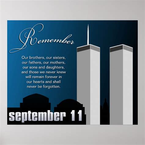 911 September 11th Wtc Remembrance Poster Zazzle