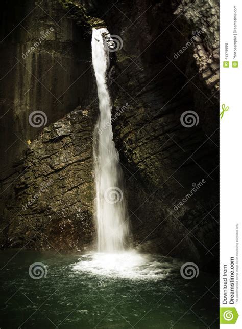 Waterfall In A Cave Stock Photo Image 48249992