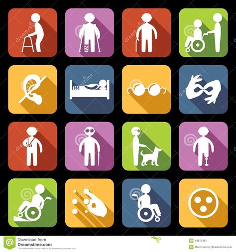 Disabled Icons Set Flat Stock Vector Image 44813481