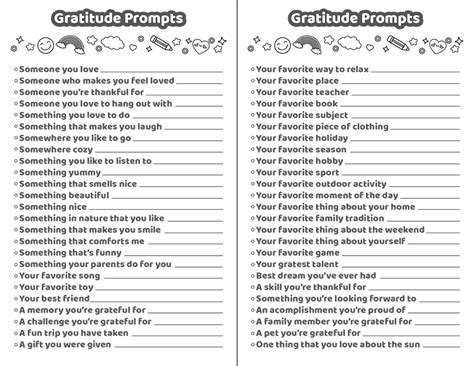 Printable Gratitude Journal With Kids Journal Prompts
