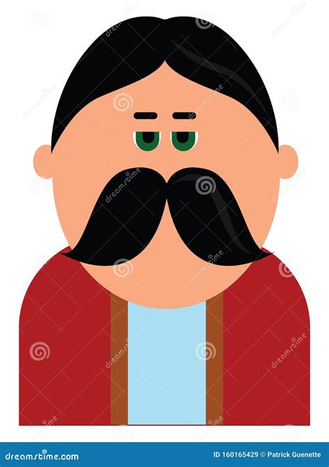 A Man With Thick Drooping Moustache Vector Or Color Illustration
