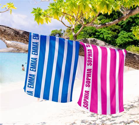 Classic Stripe Personalized Beach Towel Personalized Name Bath Etsy