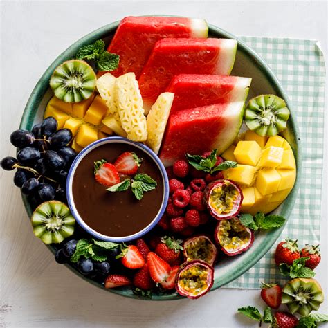 Fruit Platter With Coconut Chocolate Ganache Simply Delicious
