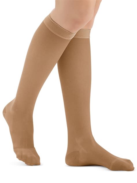 Knee High Compression Stockings Moderate MmHg Closed Toe Made In USA Beige Medium