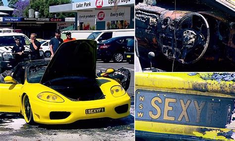 Yellow Ferrari Worth 180k Bursts Into Flames As Driver Stops At Sydney