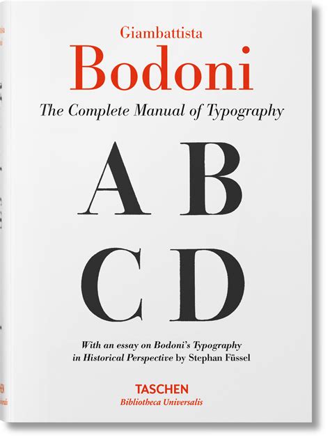 Giambattista Bodoni. Manual of Typography (Bibliotheca Universalis ...