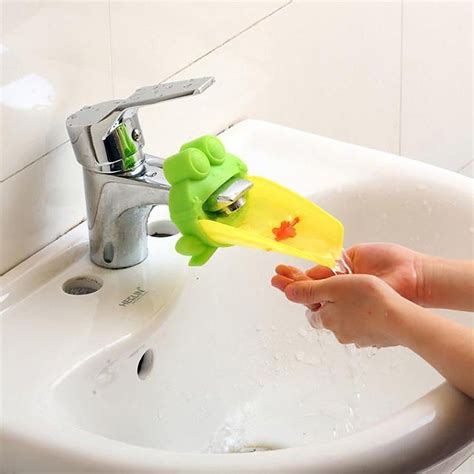 Cartoon Frog Bathroom Sink Faucet Water Chute Extender Children